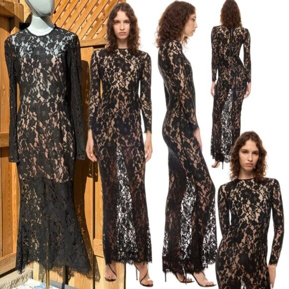 🆕 BRONX & BANCO 🧿 NWOT Colette Noir Black Lace Gown, Sz L US 8 - Picture 1 of 15